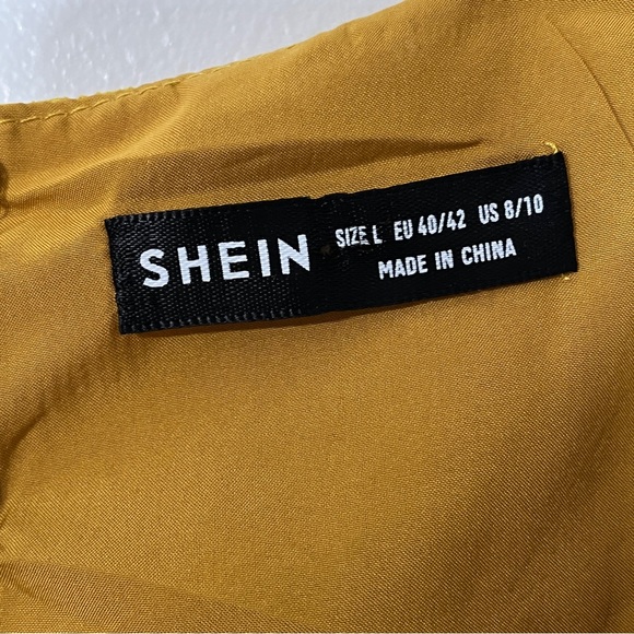 Shein Lace Button Front Puff Sleeve A-Line Dress - Picture 4 of 8